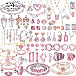 SWA-Ensembles de bijoux fins originaux pour femmes série rose cristal autrichien haute qualité