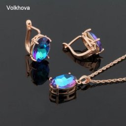 Ensemble de Colliers et Boucles d'Oreilles en Clip pour Femme Bijoux de Luxe en Or Rose