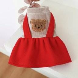 Robe à motif d'ours mignon pour petit chien chiot de Noël jupe rouge manteau de maintien au
