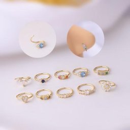 Créoles en acier inoxydable boucles d'oreilles en cristal de cœur Zircon 20G vis de narine clous