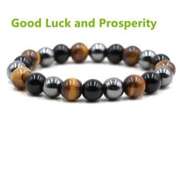 Bracelet Triple œil de tigre en pierre naturelle corde tressée réglable lave naturelle perte de