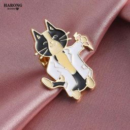 Broches de Revers en Forme de Chat pour Femme Seringue Médicale Insigne de Dessin Animé pour Sac