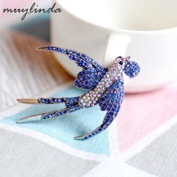 Muylinda-Broche en cristal d'hirondelle en biscuits vintage bijoux fantaisie pince à écharpe
