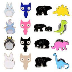 Broches en émail Animal chat broches dinosaure ours Badge de jean chemise pour femmes et enfants