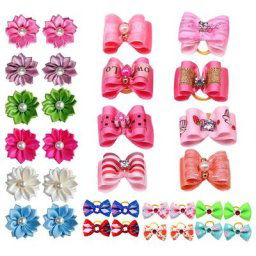 Nœuds de poils pour chien 100 pièces/paquet choix de motifs accessoires de toilettage pour