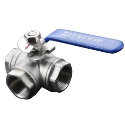 Robinet à bille à filetage BSP en acier inoxydable 304 1 "" trois voies type T type L Chr25