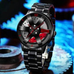 Montre à quartz étanche pour homme design personnalisé jante de voiture de sport montre-bracelet