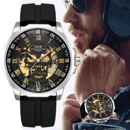 Montre de sport Shlavabo pour homme design tête de mort 3D SAS Shield injecteur montres