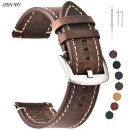 BEAFIRY-Bracelet de Montre Vintage en Cuir de Cheval à Dégagement Rapide 18mm 20mm 22mm 24mm pour