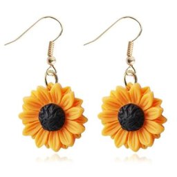Boucles d'oreilles en résine de tournesol pour filles et femmes 25mm fait à la main breloques à