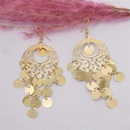 Boucles d'oreilles pendantes à long pompon en métal doré pour femmes boucle d'oreille pendante