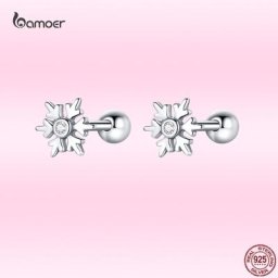 Bamoer – boucles d'oreilles en forme de flocon de neige pour femme bijoux de mariage