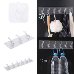 Crochet Transparent sans clous 1 pièce crochet en plastique Non marquant crochet de manteau mural