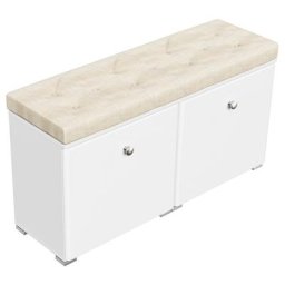 Banc à chaussures Comfort armoire pour 8 paires 105x55 cm Blanc-blanc brillant