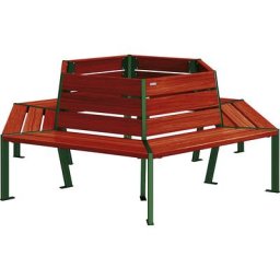 PROCITY Cercle de bancs SILAOS®, hauteur 821 mm, longueur 1929 mm, vert mousse RAL 6005, acajou