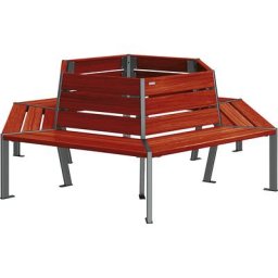 PROCITY Cercle de bancs SILAOS®, hauteur 821 mm, longueur 1929 mm, noir graphite, acajou