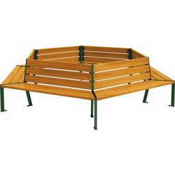 PROCITY Cercle de bancs SILAOS®, hauteur 821 mm, longueur 2930 mm, vert mousse RAL 6005, façon chêne clair