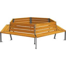 PROCITY Cercle de bancs SILAOS®, hauteur 821 mm, longueur 2930 mm, noir graphite, façon chêne clair