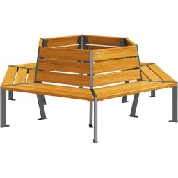 PROCITY Cercle de bancs SILAOS®, hauteur 821 mm, longueur 1929 mm, noir graphite, façon chêne clair