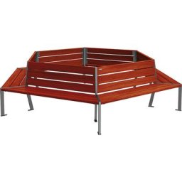 PROCITY Cercle de bancs SILAOS®, hauteur 821 mm, longueur 2930 mm, noir graphite, acajou