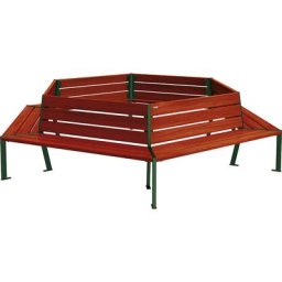PROCITY Cercle de bancs SILAOS®, hauteur 821 mm, longueur 2930 mm, vert mousse RAL 6005, acajou