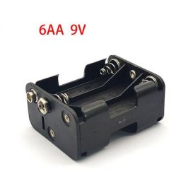Boîtier de Rangement de Batterie Rechargeable 6AA 9V Dos à Dos avec Structure Mâle et Femelle 9V