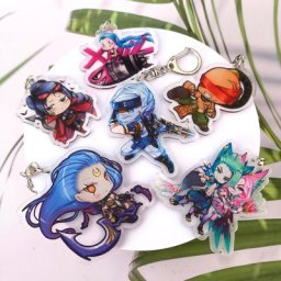Porte-clés de jeu de dessin animé mignon League of legend LOL figurine acrylique Jinx Ahri Riven