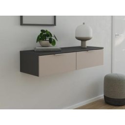 Console Slimline Urban à suspdre à 2 tiroirs à freins Creme-Grafit