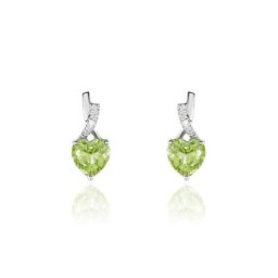 Boucles D'oreilles Puces Or Blanc Clothilde Péridot