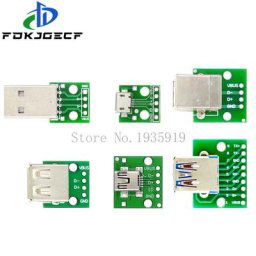 Adaptateur micro mini USB mâle A USB 2.0 3.0 A femelle connecteur petà 2.54mm DIP PCB convertisseur