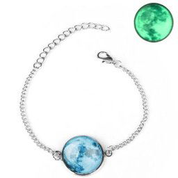 DIEZI-Cabochon en verre Bracelet à breloques gris lune bijoux lumineux couleur argent lien