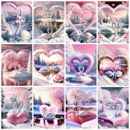 Huacan – peinture diamant 5d nouveau cœur de cygne rose décor de maison mosaïque image
