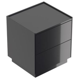 Table de chevet Concepto M 50cm B avec 2 tiroirs Push to Open Graphite brillant