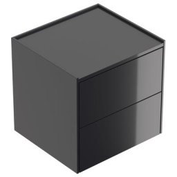 Table de chevet Somnia M 50cm A avec 2 tiroirs Push to Open Graphite brillant