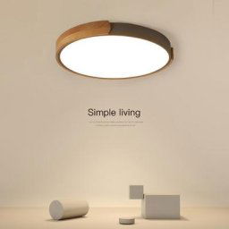 Plafonnier Led circulaire en bois massif design moderne et créatif design art macaron luminaire