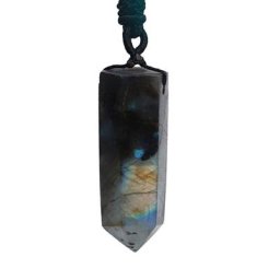 Pendentif amulette énergétique en pierre Labradorite colonne de cristal pendentif en pierre brute