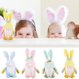 Gnomes de Pâques mignons en peluche elfe grill lapin gobelets poupées ornement de bureau