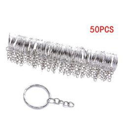 Porte-clés vierge en métal plaqué argent pour hommes et femmes porte-clés à anneau fendu
