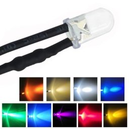 Ampoule LED DC 12V pré-câblée F5 5mm ronde 20cm 1 pièce blanc rouge bleu vert jaune blanc