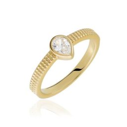 Bague Plaqué Or Lame Oxyde De Zirconium
