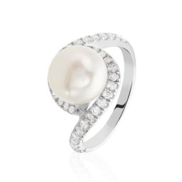 Bague Loris Argent Blanc Perle De Culture Et Oxyde De Zirconium