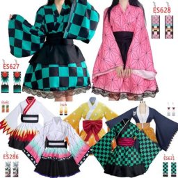 Demon Slayer Kimono Lolita fur s for Women Kamado Nezuko Cosplay Costume Japanese Kimonos Anime