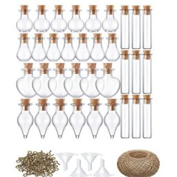 Mini bouteilles à souhait en verre 30m 50 pièces bricolage avec des bocaux en verre corde et