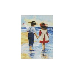 Kit broderie diamant ""enfants à la plage"", 30 x 40 cm