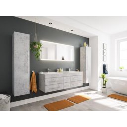 Ensemble meuble de SDB Roma XL 4 pièce incl. miroir LED en aspect béton