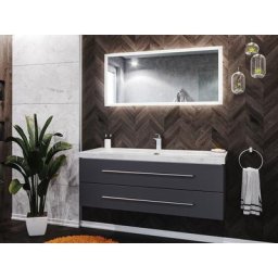 Ensemble de SDB Damo 130 2 pcs incl. Carrara-marbre 1 trou robinet en anthracite