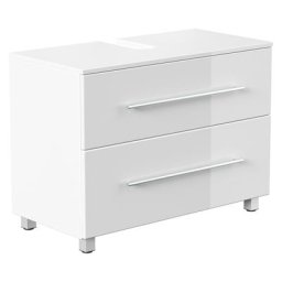 Meuble sous vasque 85 cm avec pieds blanc brillant