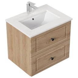 Meuble de salle de bain ELY 60 Cottage quartz Carrara meuble en chêne clair