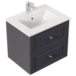 Meuble de salle de bain ELY 60 Cottage quartz Carrara meuble en anthracite