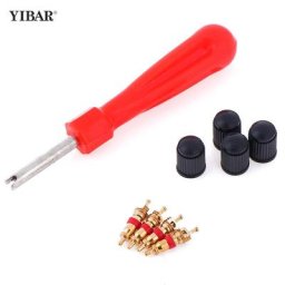 Kit de Service de Valve de pneu 4 noyaux de Valve 4 bouchons de Valve 1 tournevis de tige de